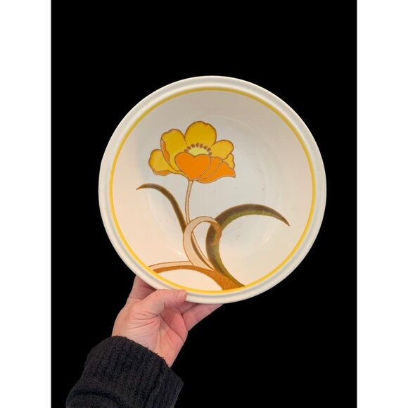 RARE- Vintage Mikasa Forecast Dolly 9.5" Vegetable Bowl  Japan Yellow Poppy - Picture 2 of 12
